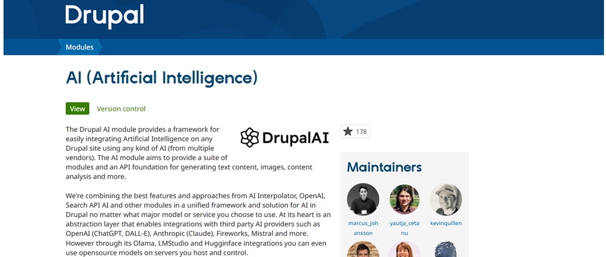 Drupalの「AIモジュール」のページ